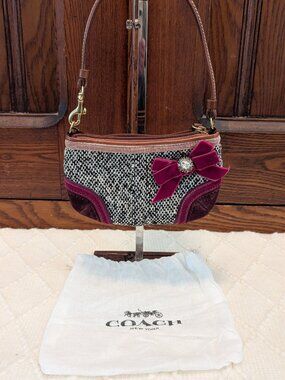 COACH y2k Limited Edition Soho Tweed Ribbon Bow Mini Purse Bag Charm